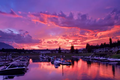 Dark Purple Wallpaper Nature Wallpaper 4K 2048x1365 Purple, And, Orange, Sunset, Sky, Over, A, Marina, Harbor, British, Columbia, Canada, Gray, Ultrawide, Full HD