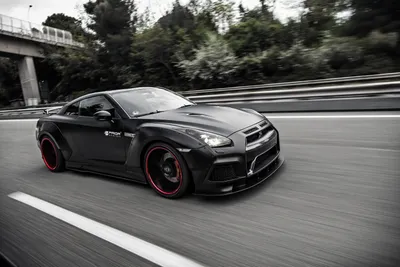 Sleek Black Wallpaper Cars Wallpaper 4K 3000x2000 Black, Nissan, Gt-r, Supercar, Speeding, On, A, Highway;, Red-rimmed, Wheels, Motion, Blur, Gray, White, Landscape, QHD