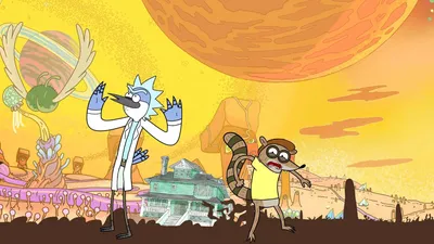Serene Rick Wallpaper Nature Wallpaper 4K 1920x1080 Hd, Desktop, Wallpaper, Featuring, Rick, From, And, Morty, Mordecai, Rigby, Regular, Show, Yellow, Pink, Orange, Ultrawide, Full HD