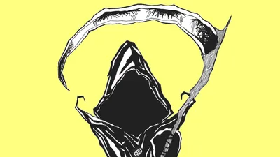 Radiant Dark Wallpaper Black/Dark Wallpaper 4K 1920x1080 Dark, Stylized, Grim, Reaper, Holding, A, Large, Scythe, Illustrated, Black, White, Against, Yellow, Pink, Ultrawide, Full HD