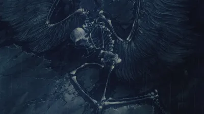 Dark Angel Skeletal Black/Dark Wallpaper 4K 1920x1080 Dark, Angel, With, Skeletal, Wings, In, A, Shadowy, Eerie, Setting, Rendered, Desktop, Gray, Ultrawide, Full HD