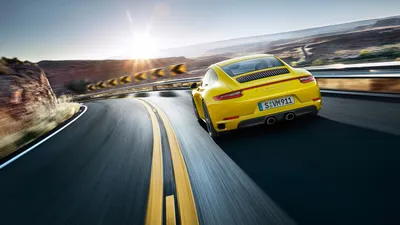 Yellow Carrera Seen Hugging Cars Wallpaper 4K 3200x1800 Yellow, Porsche, 911, Carrera, 4s, Seen, From, The, Rear, Hugging, Winding, Mountain, White, Ultrawide, QHD