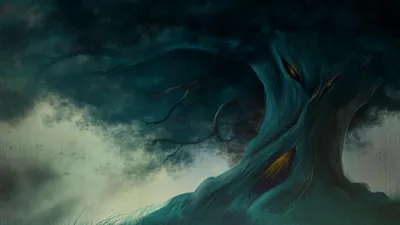 Dark Eerie Ancient Tree Nature Wallpaper 4K 1920x1080 Dark, Hd, Pc, Desktop, Wallpaper/background:, Eerie, Ancient, Tree, Glowing, Eyes, Twisted, Roots, Gray, Ultrawide, Full HD