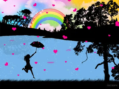 Bold Vibrant Wallpaper Abstract Wallpaper 4K 1600x1200 A, Vibrant, Artistic, Wallpaper, Featuring, Silhouette, Of, Girl, Umbrella, Dancing, Serene, Lake, Gray, Pink, Landscape