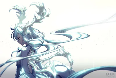 Anime Girl Long White Hair Abstract Wallpaper 4K 1920x1288 Anime, Girl, With, Long, White, Hair, And, Horns, Surrounded, Swirling, Patterns, Monochrome, Landscape, Full HD