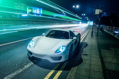 Calm White Wallpaper Cars Wallpaper 4K 2000x1335 White, Porsche, 918, Spyder, Supercar, Parked, On, A, City, Street, Night, Vibrant, Landscape, Full HD