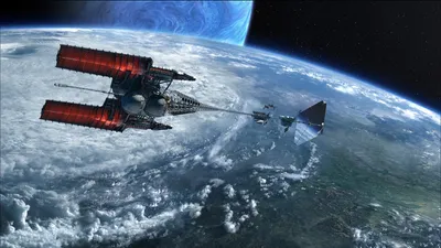 Spaceship Orbiting Vibrant Planet Space Wallpaper 4K 1920x1080 A, Stunning, Hd, Pc, Desktop, Wallpaper, Featuring, Spaceship, Orbiting, Vibrant, Planet, Inspired, White, Gray, Ultrawide, Full HD