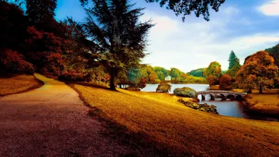 Vibrant Park Winding Lush Trees Nature Wallpaper 4K 3840x2160 A, Vibrant, Park, Scene, With, Winding, Path, Lush, Trees, Serene, Lake, Enhanced, White, Ultrawide, 4k