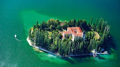 Radiant Aerial Wallpaper Nature Wallpaper 4K 1920x1080 Aerial, Hd, Pc, Desktop, Wallpaper, Of, Visovac, Monastery, Villa, Small, Man-made, Island, Brown, Ultrawide, Full HD