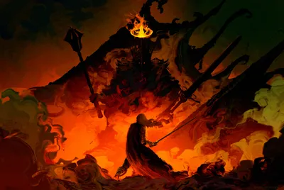 Dreamy Fantasy Wallpaper Fantasy Wallpaper 4K 2688x1800 Hd, Fantasy, Desktop, Wallpaper, Depicting, The, Witch-king, Of, Angmar, Looming, Over, Owyn, Orange, Red, Landscape, QHD