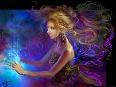 Vivid Mystical Wallpaper Fantasy Wallpaper 4K 1920x1440 A, Mystical, Woman, With, Flowing, Hair, Interacts, Vibrant, Glowing, Orb, Set, Against, Brown, Gray, Landscape, Full HD