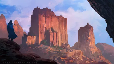 Cliff Mountain Fantasy City Fantasy Wallpaper 4K 1920x1080 Cliff, Mountain, Fantasy, City, Hd, Desktop, Gray, White, Ultrawide, Full HD
