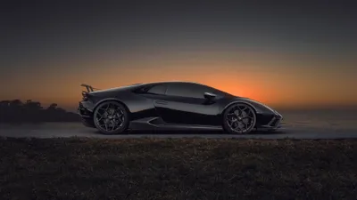 Side Profile Sleek Black Cars Wallpaper 4K 3840x2160 Side, Profile, Of, A, Sleek, Black, Lamborghini, Huracan, Evo, Supercar, Sunset, Ultra, Brown, Gray, Ultrawide, 4k
