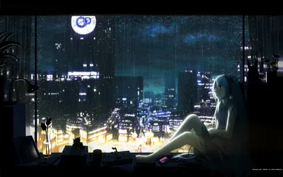 Hatsune Miku Vocaloid Nighttime World Wallpaper 4K 1920x1200 Hd, Wallpaper, Featuring, Hatsune, Miku, From, Vocaloid, Set, Against, Nighttime, Urban, Cityscape, White, Ultrawide, Full HD