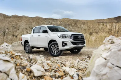 Sleek White Wallpaper Cars Wallpaper 4K 4096x2734 White, Toyota, Hilux, Pickup, Car, Parked, On, Rocky, Terrain, Ultra, Desktop, Landscape, 4k