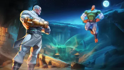Two Muscular Superheroes Facing Off Wallpaper 4K, Space category