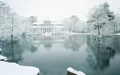 Bold Palacio Wallpaper Nature Wallpaper 4K 1920x1200 Hd, Desktop, Wallpaper, Of, The, Palacio, De, Cristal, Surrounded, Snow-covered, Trees, Reflecting, White, Ultrawide, Full HD