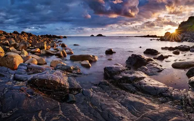 Moody Rocky Wallpaper Nature Wallpaper 4K 1920x1200 Hd, Pc, Desktop, Wallpaper, Featuring, A, Rocky, Ocean, Shore, Sunset, Dramatic, Clouds, Brown, Ultrawide, Full HD