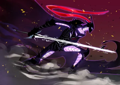 Igris Solo Leveling Black/Dark Wallpaper 4K 1920x1367 Igris, From, Solo, Leveling, In, Dynamic, Pose, With, Glowing, Swords, Against, Dark, Gray, Landscape, Full HD