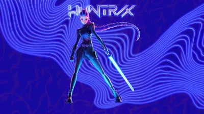 Sleek Kpop Wallpaper Abstract Wallpaper 4K 7680x4320 Kpop, Demon, Hunters-themed, Neon, Figure, In, A, Futuristic, Suit, Wielding, Glowing, Sword, Red, Brown, Ultrawide, 4k