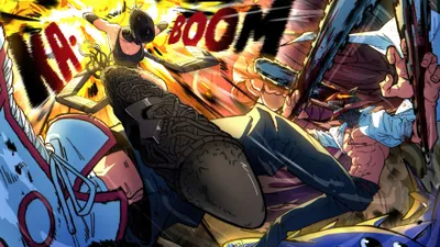 Chainsaw Man Explosive Abstract Wallpaper 4K 3840x2160 Chainsaw, Man, In, An, Explosive, Comic-style, Battle, Scene, Vivid, Colors, Motion, Lines, White, Pink, Ultrawide, 4k