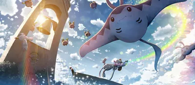 Misty Anime Wallpaper Nature Wallpaper 4K 1755x768 Hd, Anime-style, Pokémon, Wallpaper, Featuring, Smeargle, Hoppip, Mantyke, Pok, Mon, Wingull, Mantine, White, Ultrawide