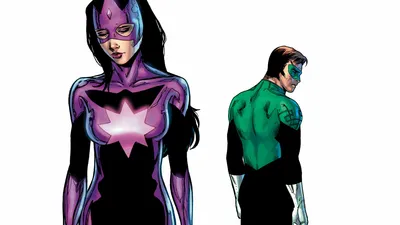 Vivid Comic Wallpaper Space Wallpaper 4K 1920x1080 Comic, Hd, Pc, Desktop, Wallpaper/background:, Green, Lantern, In, Uniform, Stands, Beside, Purple-costumed, White, Brown, Ultrawide, Full HD