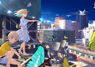 City Butterfly Anime Original Animals Wallpaper 4K 2549x1818 City, Butterfly, Anime, Original, Hd, Desktop, Blue, Black, Landscape, Full HD