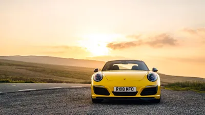 Bold Front Wallpaper Cars Wallpaper 4K 4096x2304 Front, View, Of, A, Yellow, Porsche, 911, Carrera, Sunset, Country, Road, Ultra, White, Ultrawide, 4k