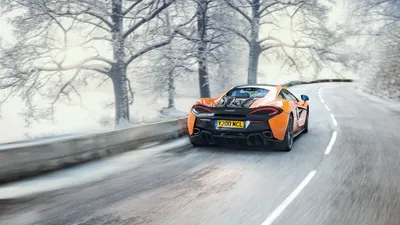 Dreamy Orange Wallpaper Cars Wallpaper 4K 3542x1992 Orange, Mclaren, 570s, Supercar, Racing, Along, A, Snowy, Winding, Road, Quad, Desktop, Gray, White, Ultrawide, QHD