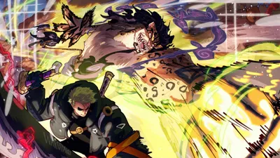 One Piece Roronoa Zoro Abstract Wallpaper 4K 3840x2160 One, Piece, 4k, Ultra, Hd, Pc, Desktop, Wallpaper, Showing, Roronoa, Zoro, Charging, White, Ultrawide