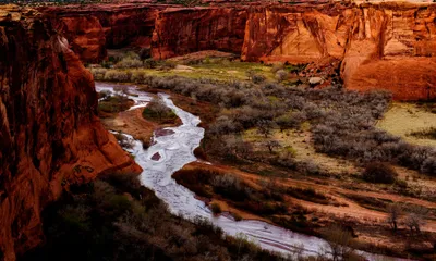 Dreamy Winding Wallpaper Nature Wallpaper 4K 2048x1228 Hd, Pc, Desktop, Wallpaper, Showing, A, Winding, River, Through, Red, Rock, Cliffs, Gray, Ultrawide, Full HD