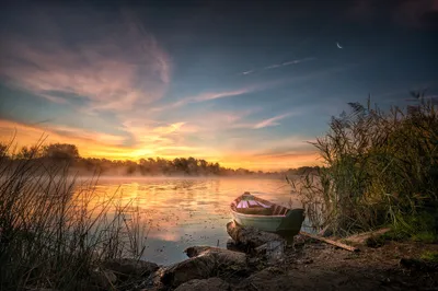 Photography Serene Lake Sunrise Nature Wallpaper 4K 2000x1335 Hd, Photography, Of, A, Serene, Lake, At, Sunrise, Small, Boat, Resting, Shore, Gray, Landscape, Full HD
