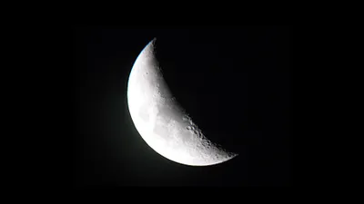 Close Crescent Moon Dark Nature Wallpaper 4K 3600x2028 A, Close-up, Of, Crescent, Moon, Against, Dark, Sky, Showcasing, Intricate, Lunar, Details, White, Ultrawide, QHD