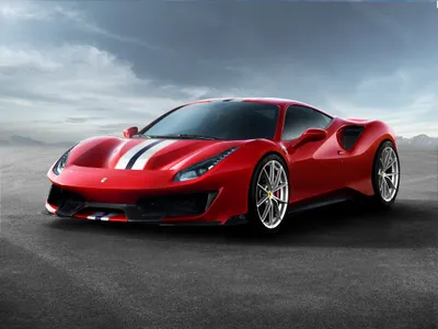 Serene Red Wallpaper Cars Wallpaper 4K 4096x3077 Red, Ferrari, 488, Supercar, With, White, Racing, Stripe, Low-slung, Asphalt, Beneath, Dramatic, Gray, Landscape, 4k