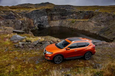 Dark Orange Wallpaper Abstract Wallpaper 4K 4096x2731 Orange, Nissan, X-trail, Suv, Parked, On, A, Rugged, Moor, Beside, Rocky, Pond, Gray, Landscape, 4k