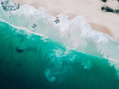Calm Aerial Wallpaper Nature Wallpaper 4K 4000x3000 Aerial, View, Of, Waves, Gently, Crashing, Onto, A, Sandy, Beach, Captured, Vibrant, White, Landscape, 4k