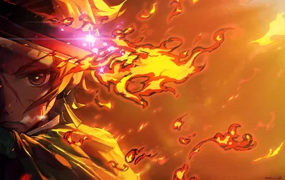 Golden Tanjiro Wallpaper Abstract Wallpaper 4K 2000x1266 Hd, Desktop, Wallpaper, Featuring, Tanjiro, Kamado, Performing, Hinokami, Kagura, Anime, Demon, Slayer, Orange, Red, Ultrawide, Full HD