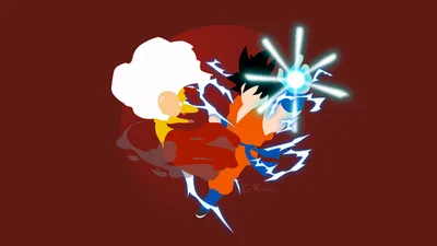 Minimalist Vector Anime Crossover Goku Minimal Wallpaper 4K 1920x1080 Minimalist, Vector, Hd, Desktop, Wallpaper, Featuring, Anime, Crossover, Goku, Saitama, One-punch, Man, White, Red, Brown, Ultrawide, Full HD