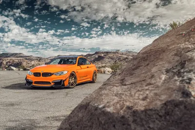 Orange Vehicle Scenic Nature Wallpaper 4K 7342x4900 5k, Ultra, Hd, Pc, Desktop, Wallpaper, Of, An, Orange, Bmw, Vehicle, Parked, Gray, Landscape, 4k