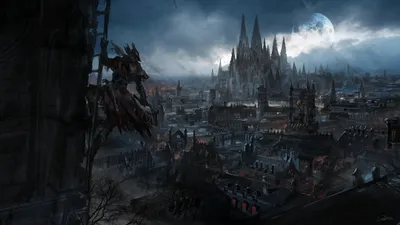 Calm Fantasy Wallpaper World Wallpaper 4K 2560x1440 Hd, Desktop, Wallpaper, Of, A, Fantasy, Cityscape, From, Video, Game, Bloodborne, Featuring, Gray, Ultrawide, QHD