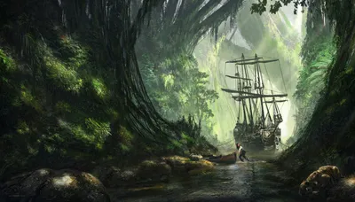 Jack Sparrow Lush Forest Nature Wallpaper 4K 1920x1092 Hd, Desktop, Wallpaper, Featuring, Jack, Sparrow, In, A, Lush, Forest, River, Majestic, Gray, Ultrawide, Full HD