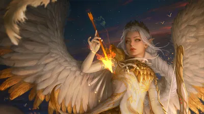 Epic Fantasy Wallpaper Fantasy Wallpaper 4K 3840x2160 Hd, Desktop, Wallpaper, Of, A, Fantasy, Angel, Warrior, White, Hair, Braid, Holding, Gray, Ultrawide, 4K