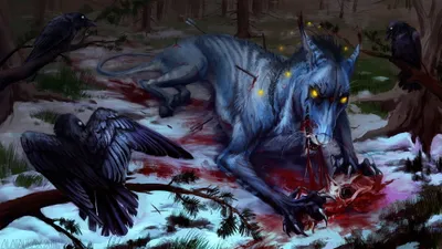 Dark Fantasy Menacing Creature Black/Dark Wallpaper 4K 2000x1125 A, Dark, Fantasy, Hd, Pc, Wallpaper, Featuring, Menacing, Creature, Glowing, Eyes, Feasting, Gray, White, Ultrawide, Full HD