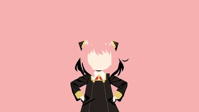 Sleek Anya Wallpaper Minimal Wallpaper 4K 1920x1080 Hd, Pc, Desktop, Wallpaper:, Of, Anya, Forger, (spy, Family, Minimalist, Anime, Pink, Black, Ultrawide, Full HD