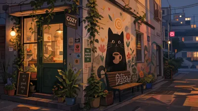 Cozy Aesthetic Evening Street Corner Animals Wallpaper 4K 3840x2160 Cozy, Aesthetic, 4K, Ultra, Hd, Pc, Desktop, Wallpaper, Evening, Street-corner, Caf, Warm, Orange, Ultrawide
