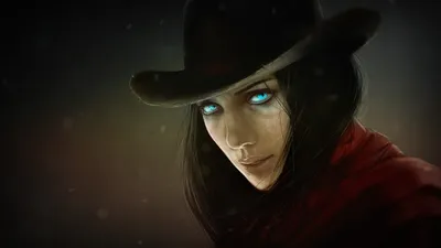 Black Hair Blue Eyes Fantasy Wallpaper 4K 1920x1080 Black, Hair, Blue, Eyes, Face, Hat, Fantasy, Woman, Girl, Desktop, Gray, Ultrawide, Full HD