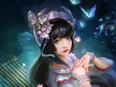 Calm Fantasy Wallpaper Black/Dark Wallpaper 4K 1920x1440 Hd, Pc, Desktop, Wallpaper:, Featuring, A, Fantasy-themed, Woman, Dark, Hair, Adorned, Butterfly, White, Gray, Landscape, Full HD