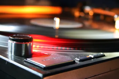 Close Turntable Playing Vinyl Vibrant Abstract Wallpaper 4K 3888x2592 Close-up, Of, A, Dj, Turntable, Playing, Vinyl, Captured, Vibrant, Detail, Ultra, Desktop, Brown, Gray, Landscape, 4K