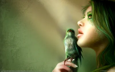 Captivating Fantasy Themed Woman Green Animals Wallpaper 4K 1920x1200 A, Captivating, Fantasy-themed, Hd, Desktop, Wallpaper, Featuring, Woman, Green, Hair, Gazing, Thoughtfully, Gray, Ultrawide, Full HD